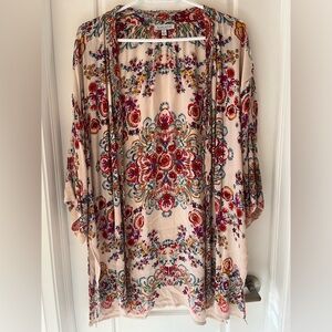 Patrons Of Peace Pale Pink Mid Length Flowy Kimono Size Small